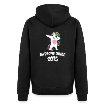 Awesome Since 2015 Birthday Dabbing Unicorn - Unisex Premium Organic Zip Hoodie - black - Back - Nico (187cm)