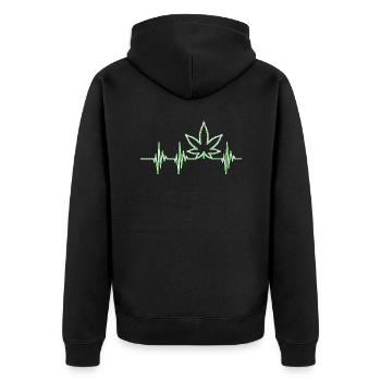 Cannabis Heartbeat ECG Weed Lover Feuille de chanvre - Veste à capuche bio Premium Unisexe - noir - Dos - Nico (187cm)