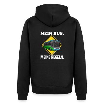 Mein Bus Meine Regeln Schulbus Busfahrer Sprüche - Unisex Premium Bio Zip Hoodie - Schwarz - Hinten - Nico (187cm)