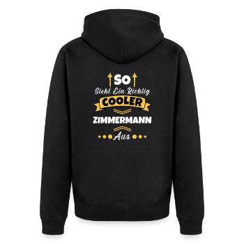 So Sieht Ein Richtig Cooler Schweißer aus - Unisex Premium Bio Zip Hoodie - Schwarz - Hinten - Nico (187cm)