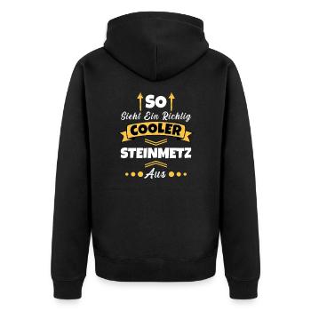 So Sieht Ein Richtig Cooler Bauzeichner aus - Unisex Premium Bio Zip Hoodie - Schwarz - Hinten - Nico (187cm)
