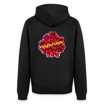 TOMZOFF Früchtchen - Unisex Premium Bio Zip Hoodie - Schwarz - Hinten - Nico (187cm)