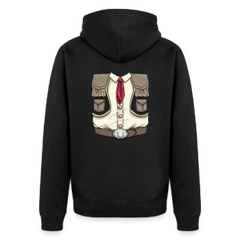 Kostüm Karneval Fasching Western Rodeo - Unisex Premium Bio Zip Hoodie - Schwarz - Hinten - Nico (187cm)
