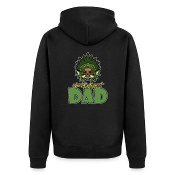 World's Dopest Dad - Unisex Premium Bio Zip Hoodie - Schwarz - Hinten - Nico (187cm)