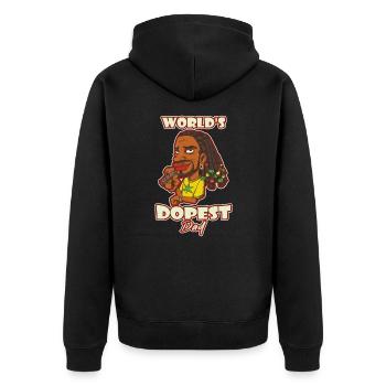 World's Dopest Dad - Unisex Premium Bio Zip Hoodie - Schwarz - Hinten - Nico (187cm)