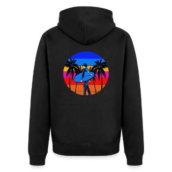 Surfer-Surfboard-Sommer-Wassersport - Unisex Premium Bio Zip Hoodie - Schwarz - Hinten - Nico (187cm)