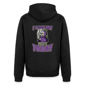 I Took My Meds Today - Unisex Premium Bio Zip Hoodie - Schwarz - Hinten - Nico (187cm)