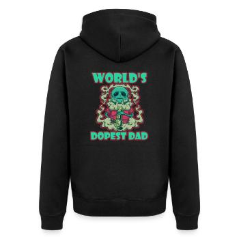 World's Dopest Dad - Unisex Premium Bio Zip Hoodie - Schwarz - Hinten - Nico (187cm)