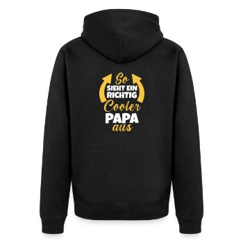 So Sieht Ein Richtig Cooler Papa aus Dad Vatertag - Unisex Premium Organic Zip Hoodie - black - Back - Nico (187cm)
