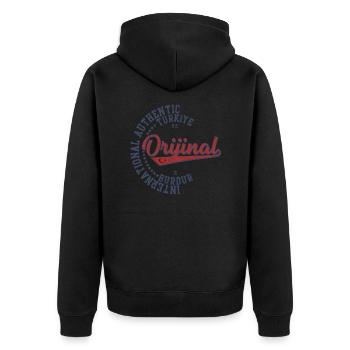 Burdur - Unisex Premium Bio Zip Hoodie - Schwarz - Hinten - Nico (187cm)
