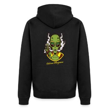 Hakuna Marijuana Funny Weed Smoking Pothead THC - Unisex Premium Bio Zip Hoodie - Schwarz - Hinten - Nico (187cm)