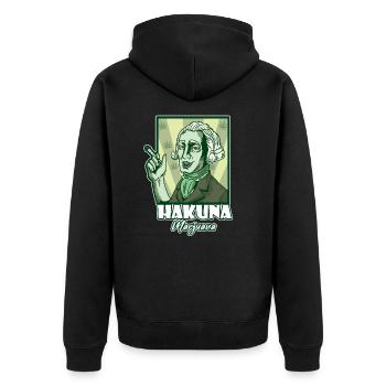 Hakuna Marijuana Funny Weed Smoking Pothead THC - Unisex Premium Bio Zip Hoodie - Schwarz - Hinten - Nico (187cm)