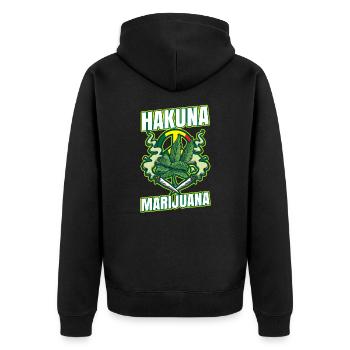Hakuna Marijuana Funny Weed Smoking Pothead THC - Unisex Premium Organic Zip Hoodie - black - Back - Nico (187cm)