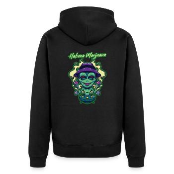 Hakuna Marijuana Funny Weed Smoking Pothead THC - Unisex Premium Bio Zip Hoodie - Schwarz - Hinten - Nico (187cm)