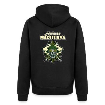 Hakuna Marijuana Funny Weed Smoking Pothead THC - Unisex Premium Bio Zip Hoodie - Schwarz - Hinten - Nico (187cm)