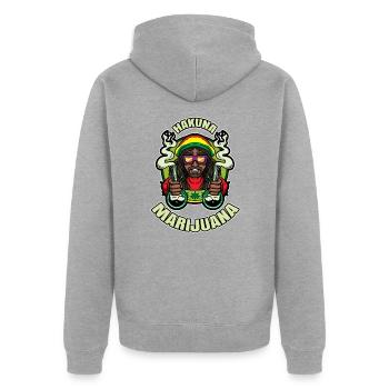 Hakuna Marijuana Funny Weed Smoking Pothead THC - Unisex Premium Bio Zip Hoodie - Grau meliert - Hinten - Nico (187cm)