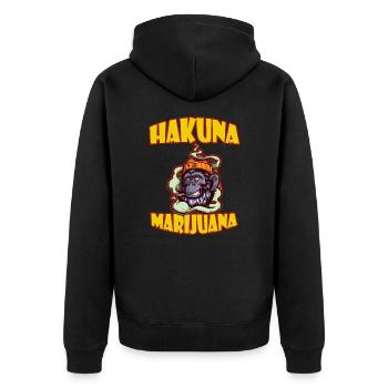 Hakuna Marijuana Funny Weed Smoking Pothead THC - Unisex Premium Bio Zip Hoodie - Schwarz - Hinten - Nico (187cm)
