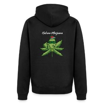 Hakuna Marijuana Funny Weed Smoking Pothead THC - Unisex Premium Bio Zip Hoodie - Schwarz - Hinten - Nico (187cm)