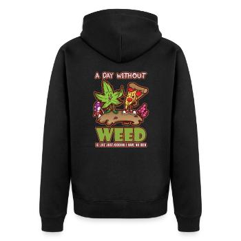 Une journée sans herbe, c’est comme fumer de l’herbe au cannabis - Veste à capuche bio Premium Unisexe - noir - Dos - Nico (187cm)