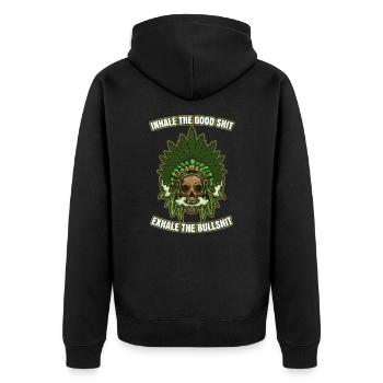 Inhale The Good Shit Exhale The Bullshit 420 Weed - Unisex Premium Organic Zip Hoodie - black - Back - Nico (187cm)