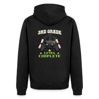 3rd Grade Level Compelete Elemenatary Graduation - Unisex Premium Bio Zip Hoodie - Schwarz - Hinten - Nico (187cm)