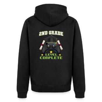 2nd Grade Level Complete Elemenatary Graduation - Unisex Premium Bio Zip Hoodie - Schwarz - Hinten - Nico (187cm)