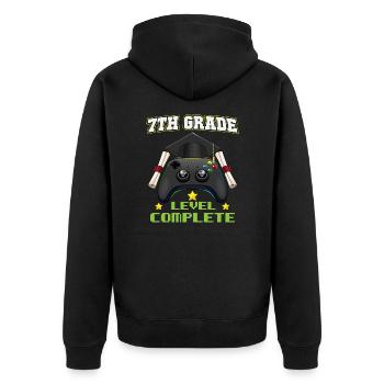 7th Grade Level Complete Middle School Graduation - Unisex Premium Bio Zip Hoodie - Schwarz - Hinten - Nico (187cm)