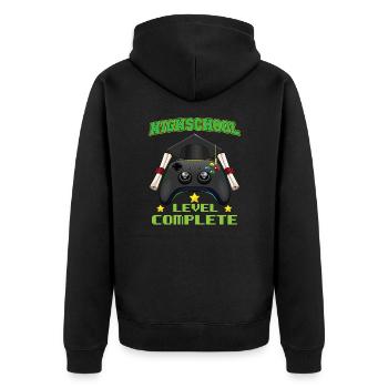 Highschool Level Complete Gaming Graduation - Unisex Premium Bio Zip Hoodie - Schwarz - Hinten - Nico (187cm)