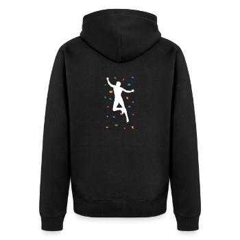 Rock Climbing Bouldering Wall Climber - Unisex Premium Bio Zip Hoodie - Schwarz - Hinten - Nico (187cm)