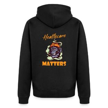 Healthcare Matters Cannabis Lover THC Medical Weed - Unisex Premium Bio Zip Hoodie - Schwarz - Hinten - Nico (187cm)