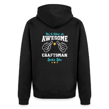 This Is What An Awesome Craftsman Looks Like - Unisex Premium Bio Zip Hoodie - Schwarz - Hinten - Nico (187cm)