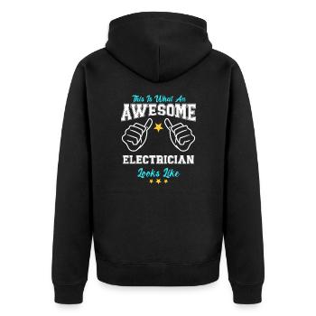 This Is What An Awesome Electrician Looks Like - Unisex Premium Bio Zip Hoodie - Schwarz - Hinten - Nico (187cm)