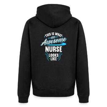 This Is What An Awesome Nurse Looks Like - Unisex Premium Bio Zip Hoodie - Schwarz - Hinten - Nico (187cm)