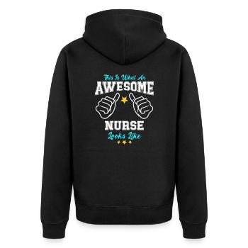 This Is What An Awesome Nurse Looks Like - Unisex Premium Bio Zip Hoodie - Schwarz - Hinten - Nico (187cm)