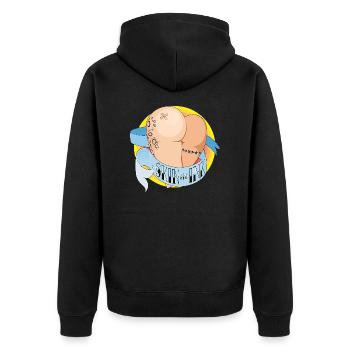 Haut & Tinte - Unisex Premium Bio Zip Hoodie - Schwarz - Hinten - Nico (187cm)
