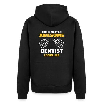This Is What An Awesome Dentist Looks Like - Unisex Premium Bio Zip Hoodie - Schwarz - Hinten - Nico (187cm)