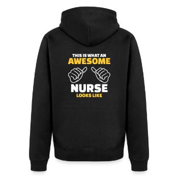This Is What An Awesome Nurse Looks Like - Unisex Premium Bio Zip Hoodie - Schwarz - Hinten - Nico (187cm)