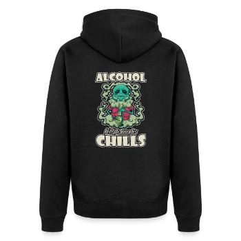 Alcohol Kills Cannabis Chills Weed Smoking Pothead - Unisex Premium Bio Zip Hoodie - Schwarz - Hinten - Nico (187cm)