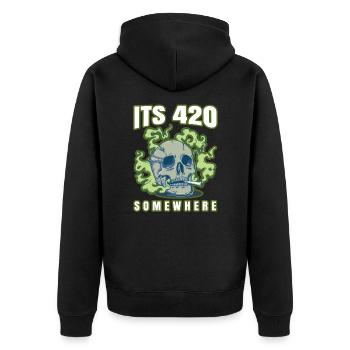 C’est 420 Somewhere Cannabis Weed Smoking THC Ganja - Veste à capuche bio Premium Unisexe - noir - Dos - Nico (187cm)