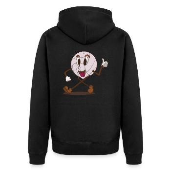Funky Volley Ball süße Zeichentrickfigur Walking - Unisex Premium Bio Zip Hoodie - Schwarz - Hinten - Nico (187cm)