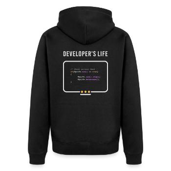 Nerd Developer Computer Science Programmer Developer - Unisex Premium Organic Zip Hoodie - black - Back - Nico (187cm)