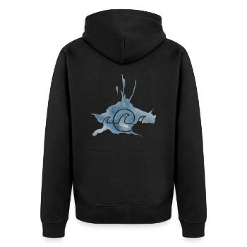 Beach Waves Aquarell - Unisex Premium Bio Zip Hoodie - Schwarz - Hinten - Nico (187cm)
