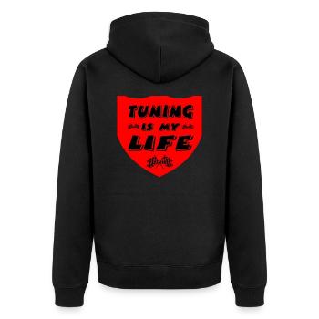 Tuning - Unisex Premium Organic Zip Hoodie - black - Back - Nico (187cm)