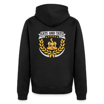 cats and tats Zitat - Unisex Premium Bio Zip Hoodie - Schwarz - Hinten - Nico (187cm)