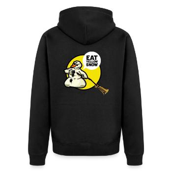 bad snowman eat yellow snow - Unisex Premium Bio Zip Hoodie - Schwarz - Hinten - Nico (187cm)