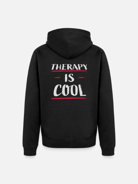 therapy is cool Quote - Unisex Premium Organic Zip Hoodie - black
