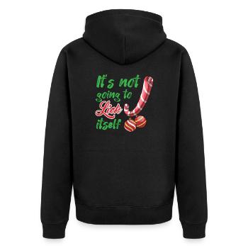 Ironic Candy Cane Lover Pervert Christmas Gift - Unisex Premium Organic Zip Hoodie - black - Back - Nico (187cm)