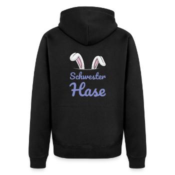 Schwester Hase Ostern Familienoutfit Osterhase - Unisex Premium Bio Zip Hoodie - Schwarz - Hinten - Nico (187cm)