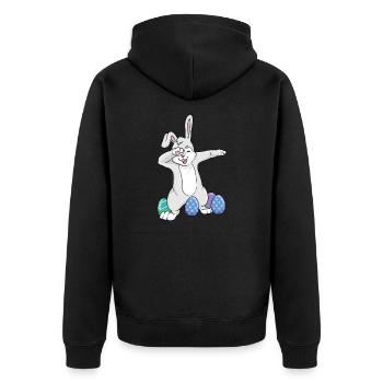 Dabbing Easter Rabbit Dad Dance Easter Eggs - Unisex Premium Organic Zip Hoodie - black - Back - Nico (187cm)