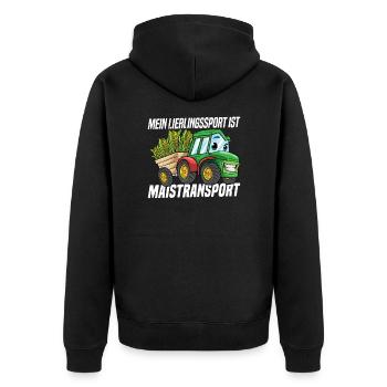 Mein Lieblingssport Ist Maistransport Landwirt - Unisex Premium Bio Zip Hoodie - Schwarz - Hinten - Nico (187cm)
